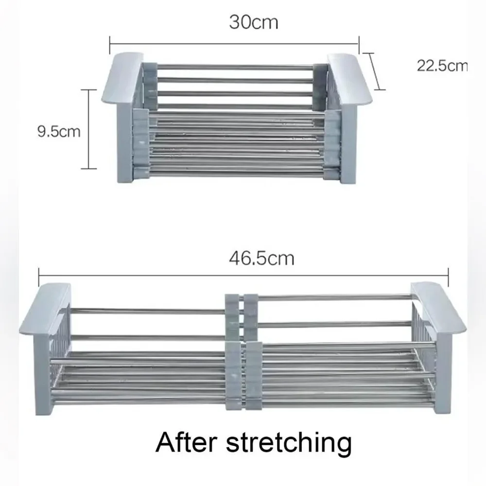 Retractable/ Telescopic Stainless Steel Kitchen Sink Dish Drainer Rack